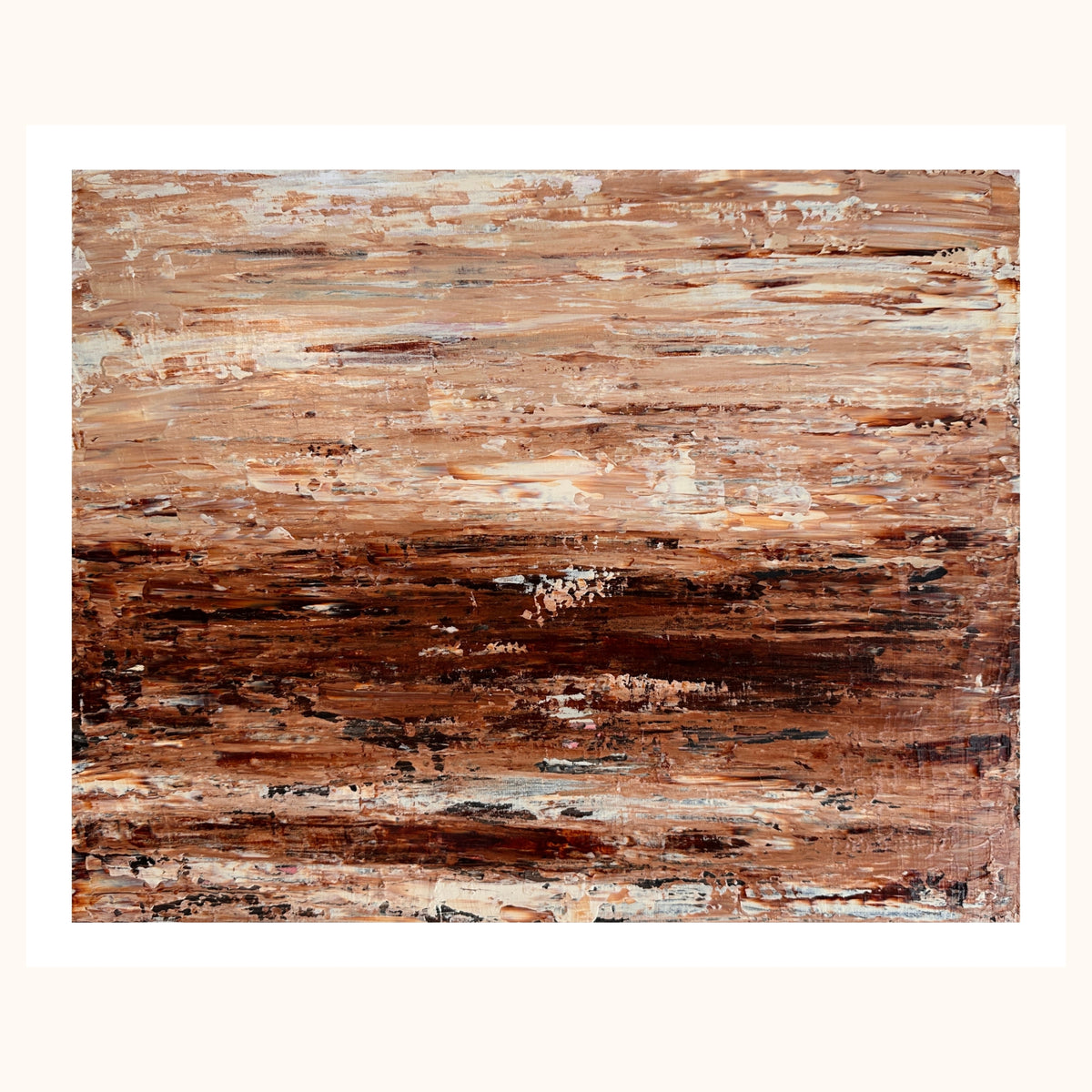 Burnished Earth fine art print, abstract coastal landscape in warm ochre and burnt umber tones