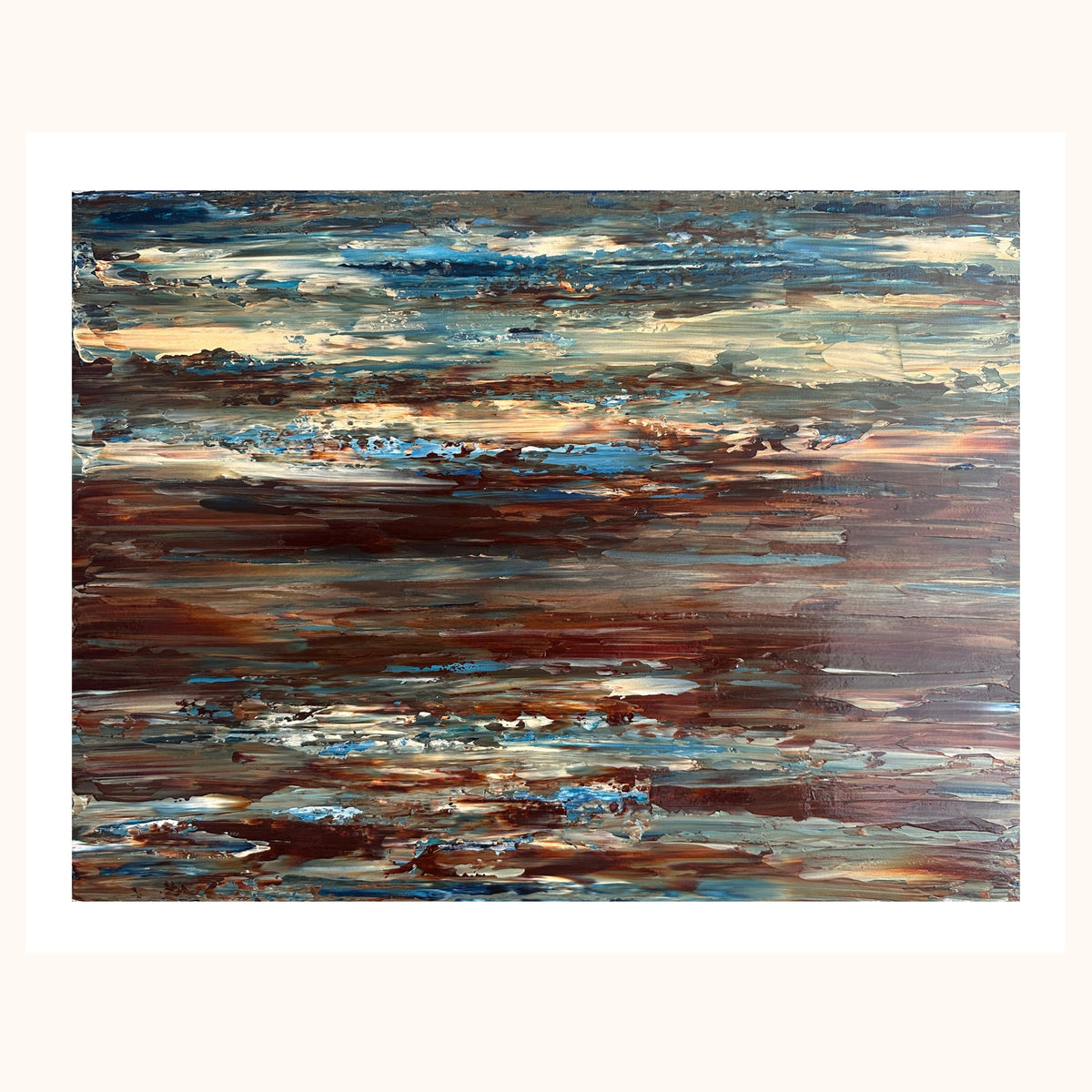 Coastal Drift fine art print, abstract coastal seascape in warm browns and soft blue