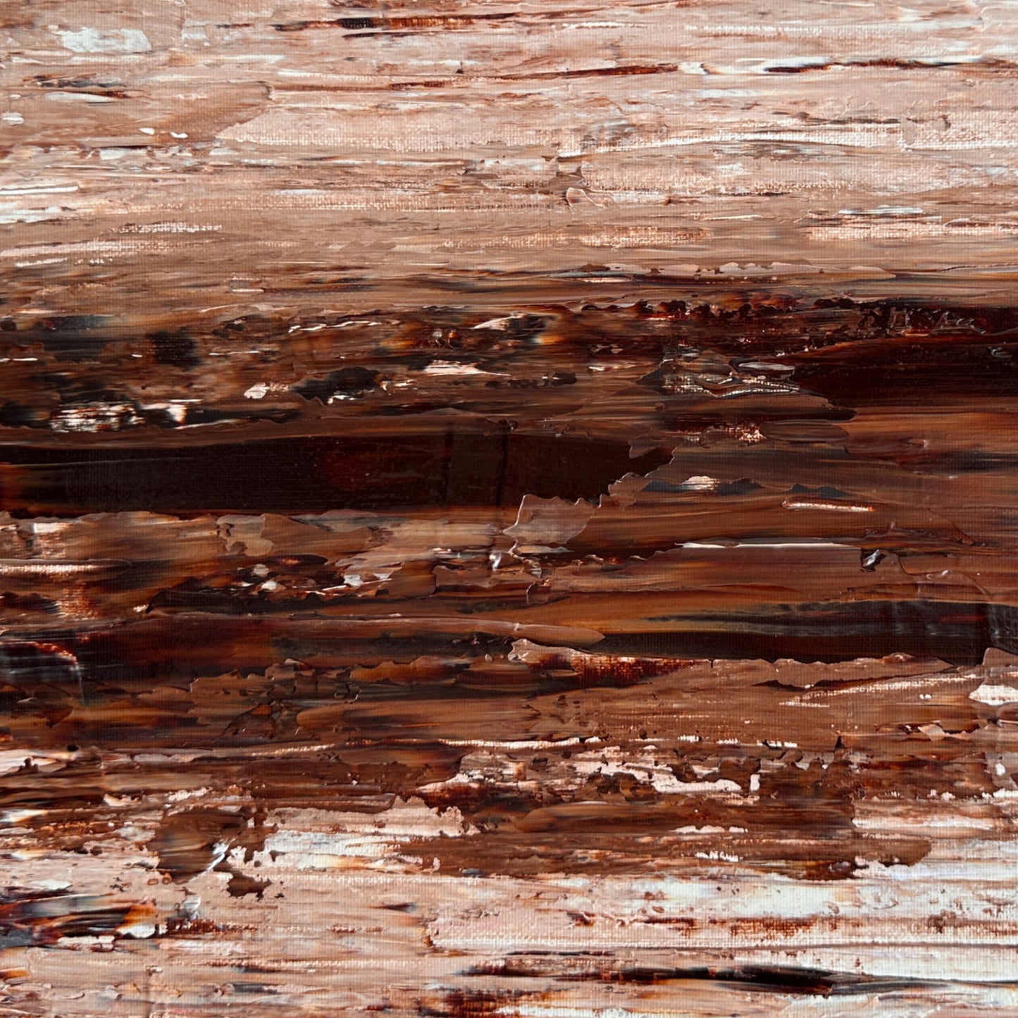 Ocean & Earth I palette knife texture and layered acrylic paint detail