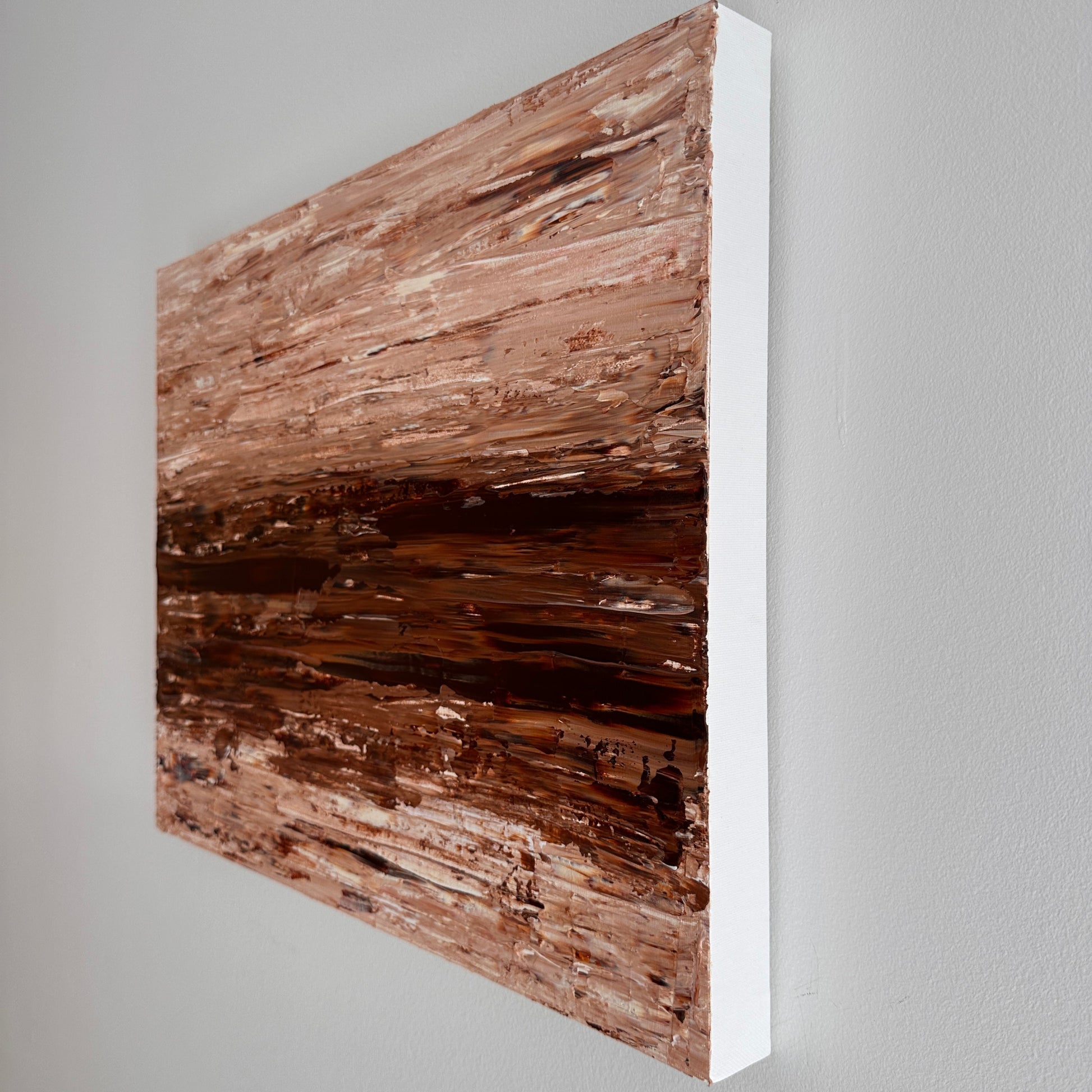 Ocean & Earth I original canvas showing the painted side edge and depth