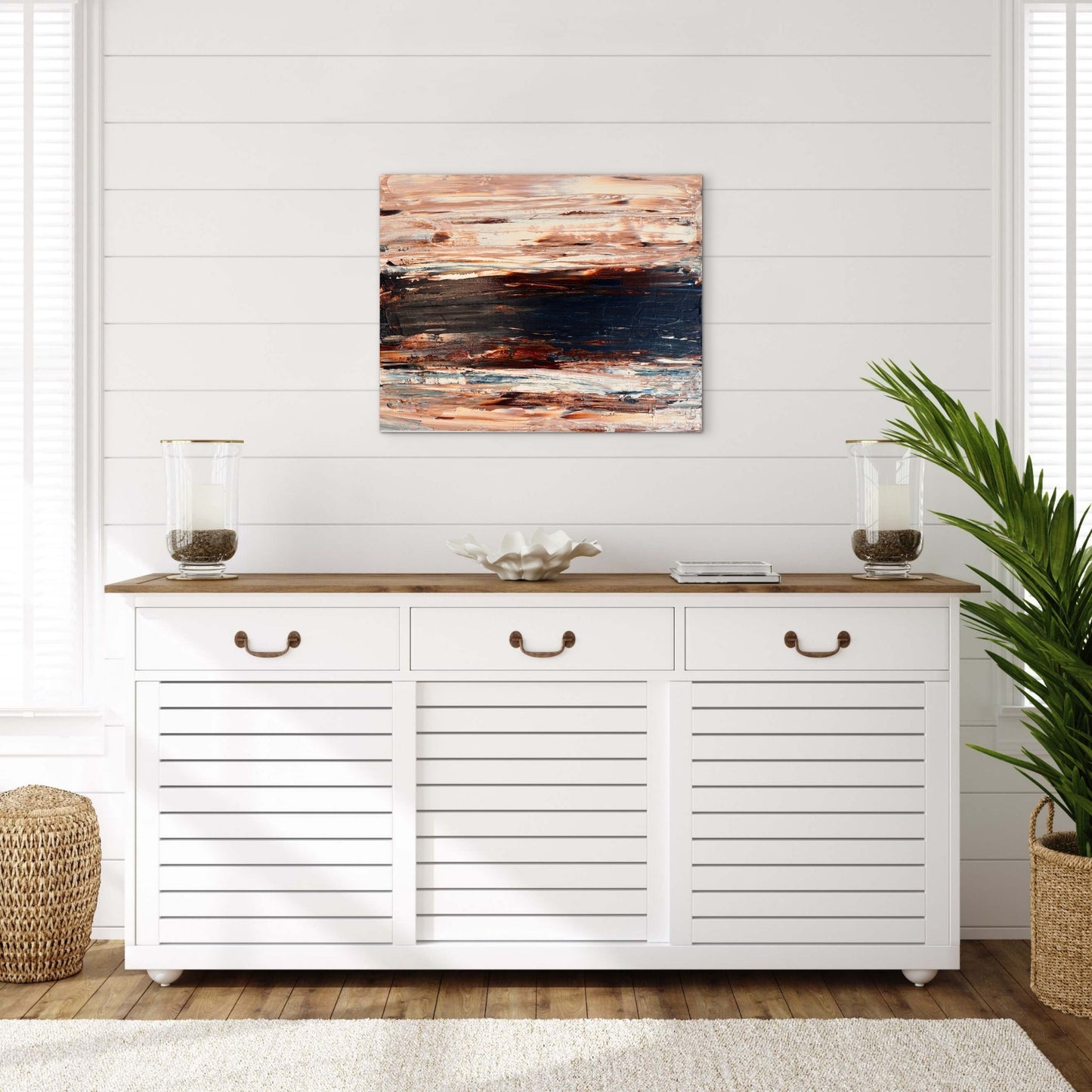 Ocean & Earth II original abstract artwork displayed in a contemporary interior