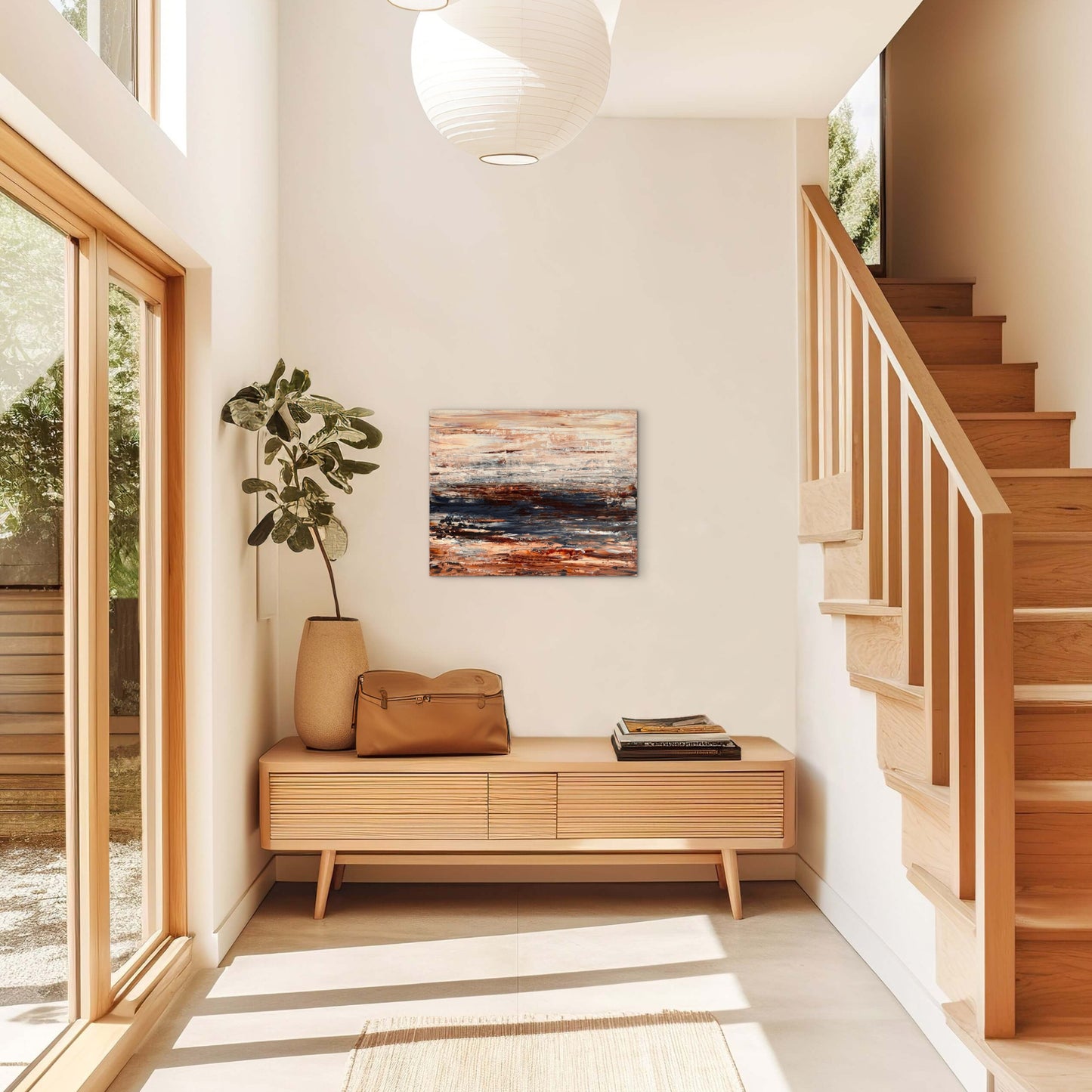 Ocean & Earth III abstract artwork displayed on a wall in a contemporary interior