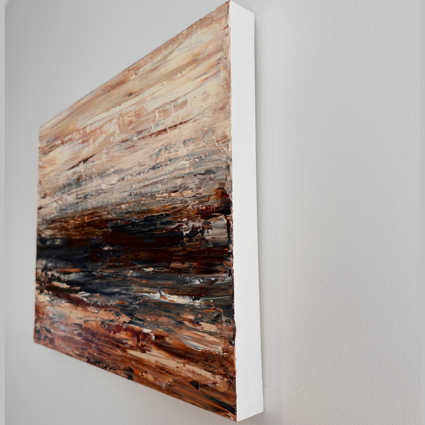 Ocean & Earth III original canvas showing the painted side edge and depth
