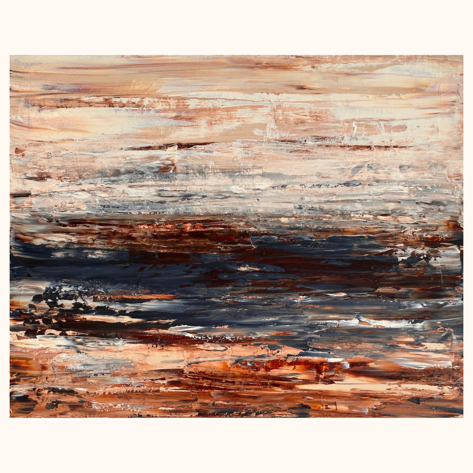 Ocean & Earth III original abstract acrylic painting in warm coastal tones
