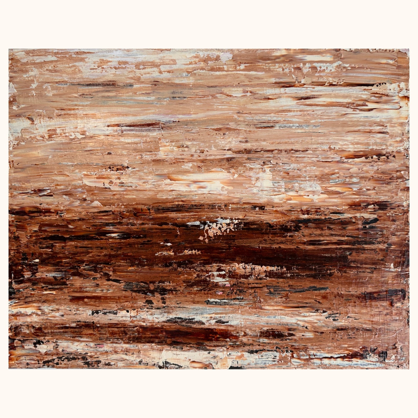 Burnished Earth original abstract acrylic painting in warm earthy brown, ochre and blue tones on canvas