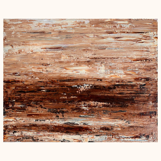 Burnished Earth original abstract acrylic painting in warm earthy brown, ochre and blue tones on canvas