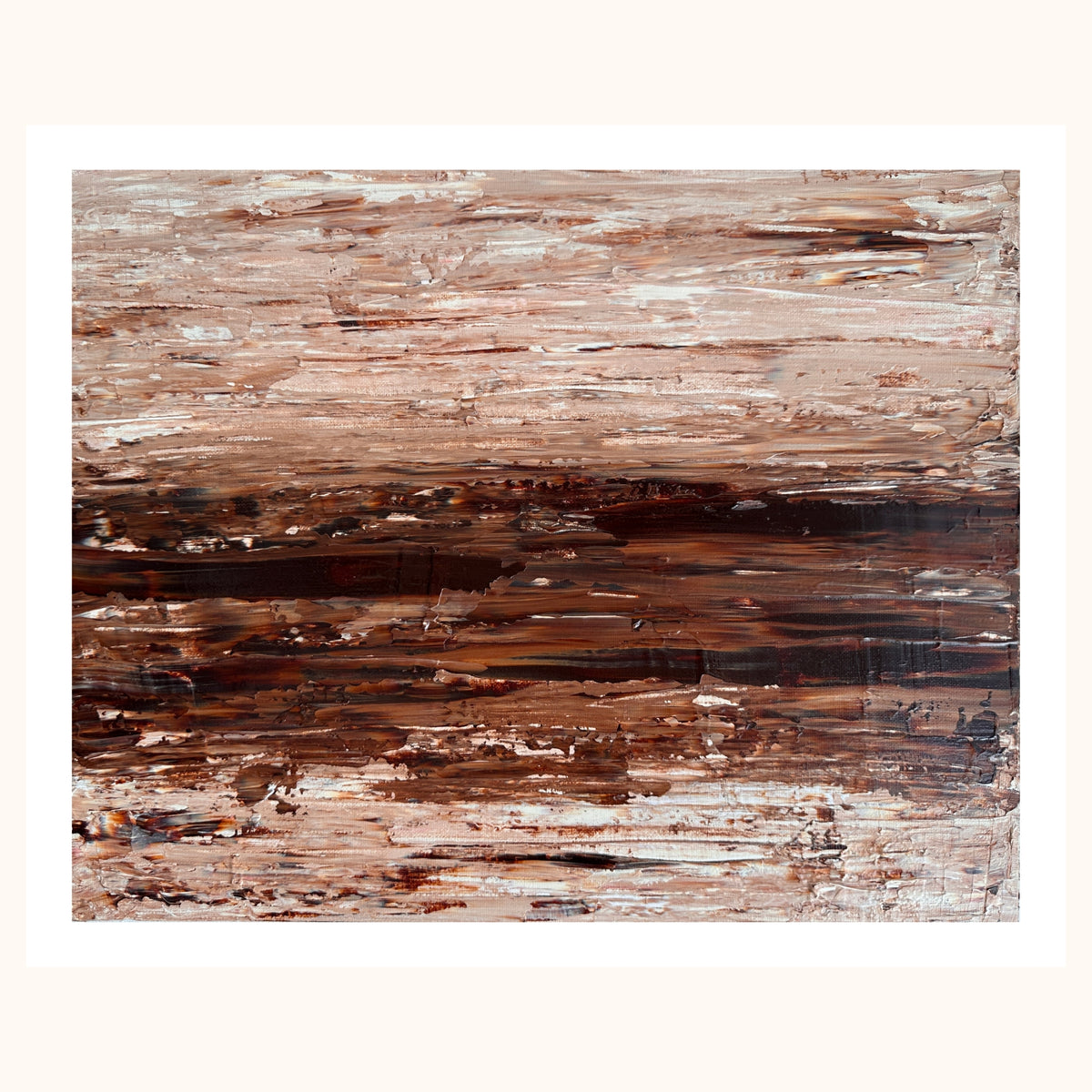 Ocean & Earth I fine art print, abstract coastal landscape in soft neutral tones and earthy browns