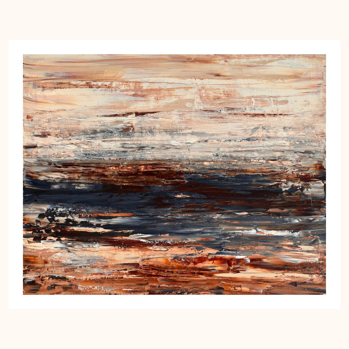 Ocean & Earth III fine art print, abstract coastal landscape in coastal tones and deep blues