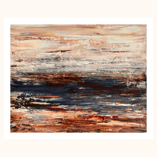 Ocean & Earth III fine art print, abstract coastal landscape in coastal tones and deep blues